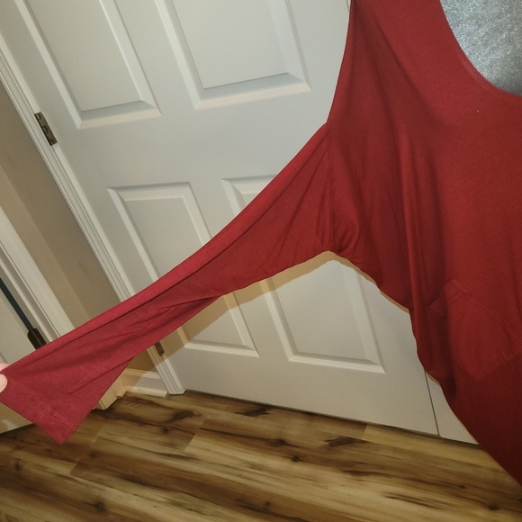 Bryn Walker Burgundy Oversized Tunic Bamboo Organic Cotton Top - Picture 9 of 13